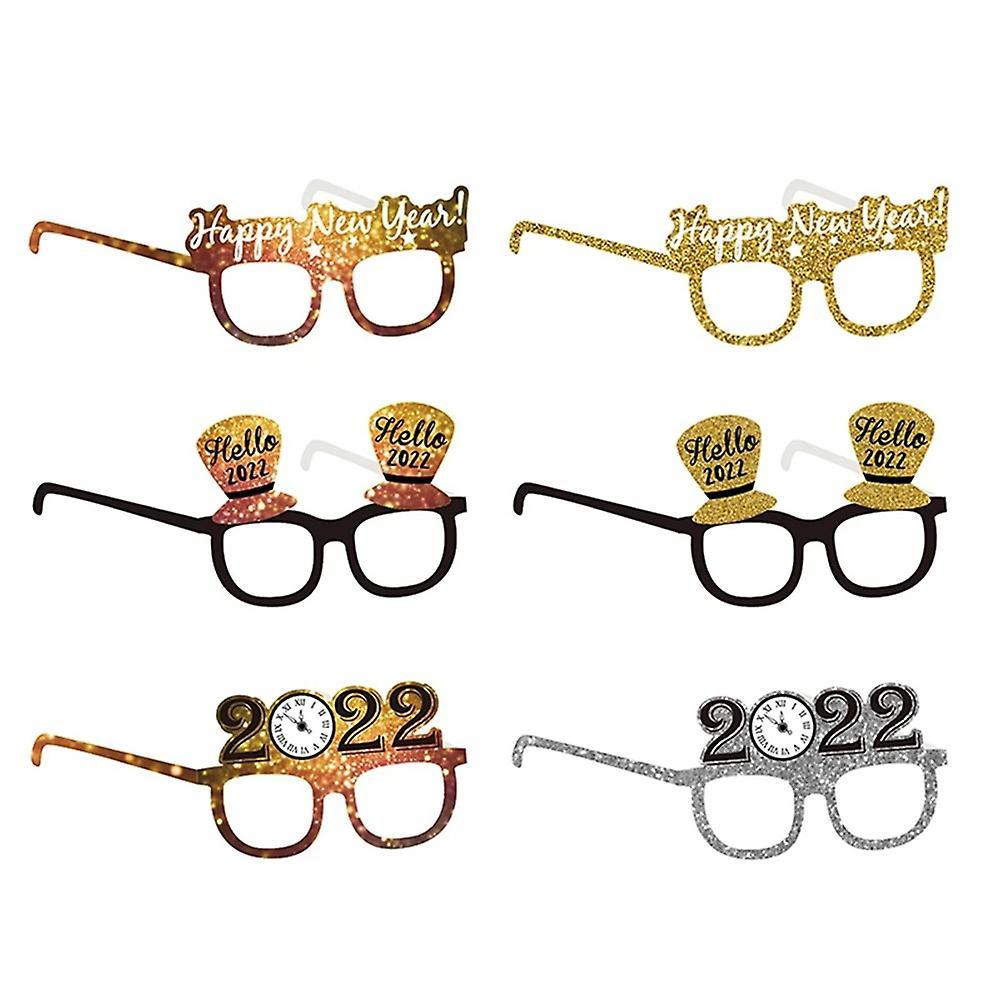 6pcs Happy New Year Star Hat Glitter Glasses Photo Props Eyeglasses