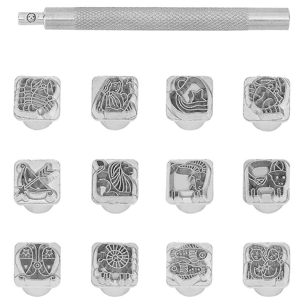 12pc Constellations Pattern Stamping Punch Tool for Diy Leather Craft