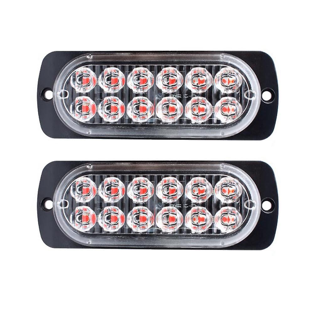 2pcs Led Strobe Warning Light Strobe Grille Flashing Lightbar Red