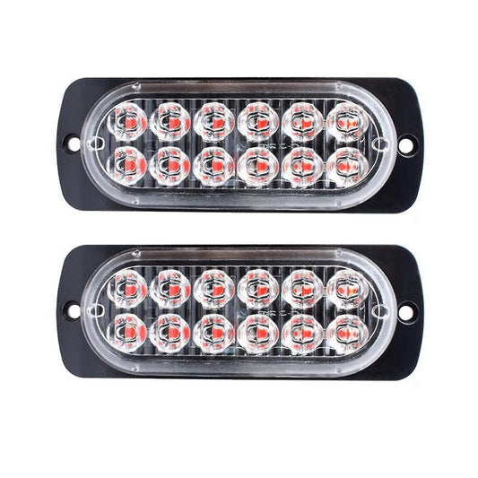 2pcs Led Strobe Warning Light Strobe Grille Flashing Lightbar Red