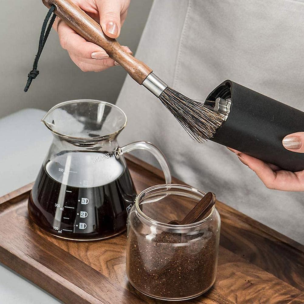 Coffee Grinder Brush, Portable Coffee Machine Wood Handle Cleaning