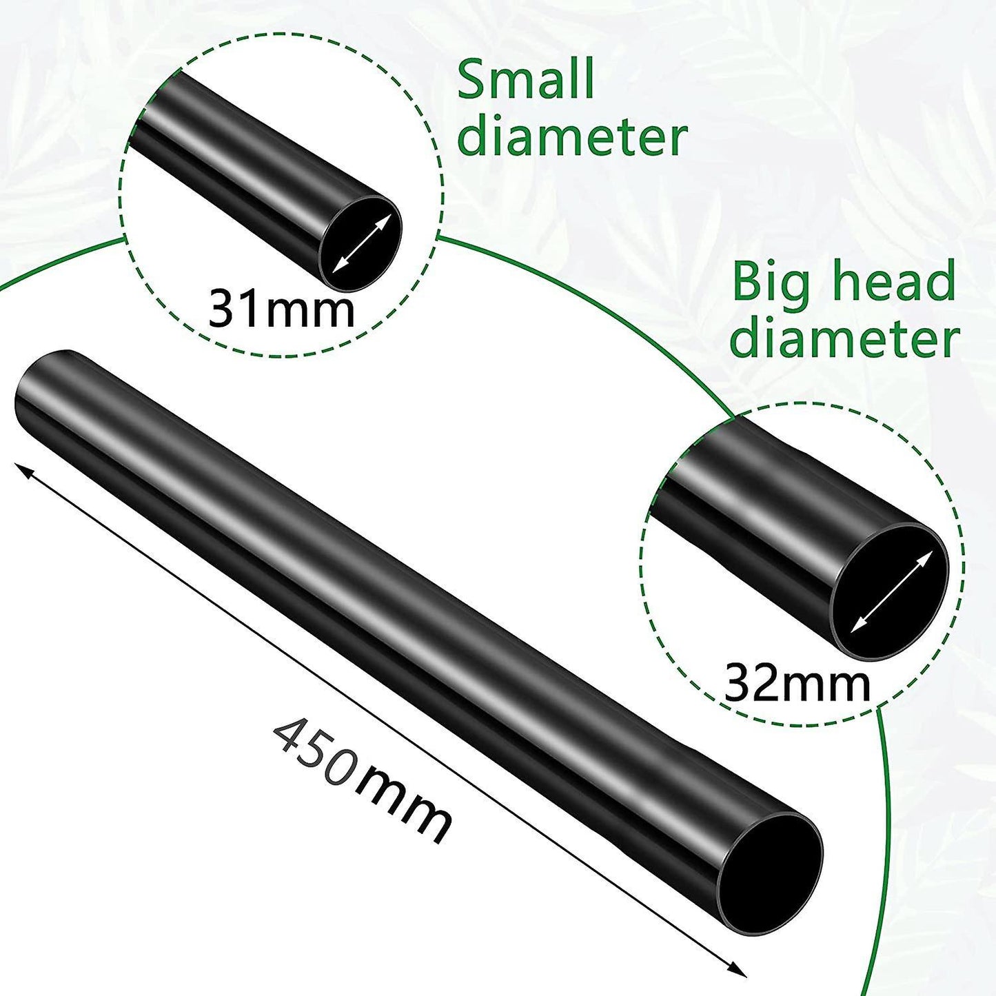 1.25 Inch Vacuum Extension Wand Tubes Extend to 17.7 Inch Long 4 Pcs