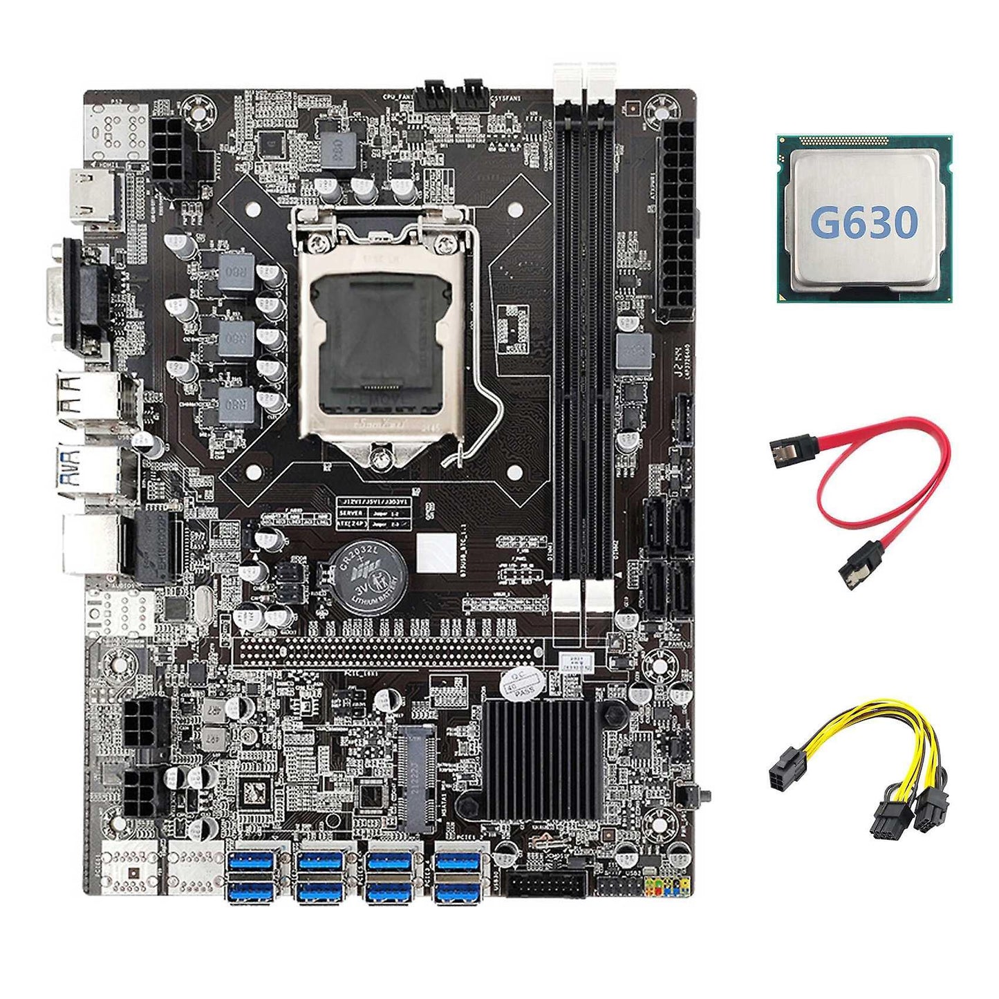 B75 Eth Mining Motherboard 8xpcie Usb Adapter+g630 Cpu+6pin