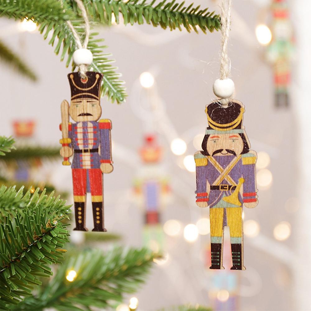 Christmas Hanging Nutcracker Ornaments Xmas Wooden Decorations, B