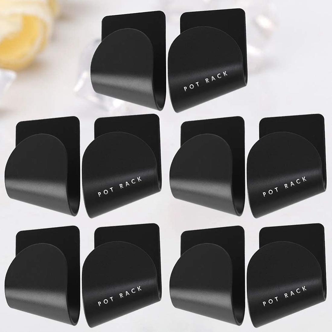 5 Pairs Of Wall-mounted Pot Lid Racks Plastic Storage Racks Black