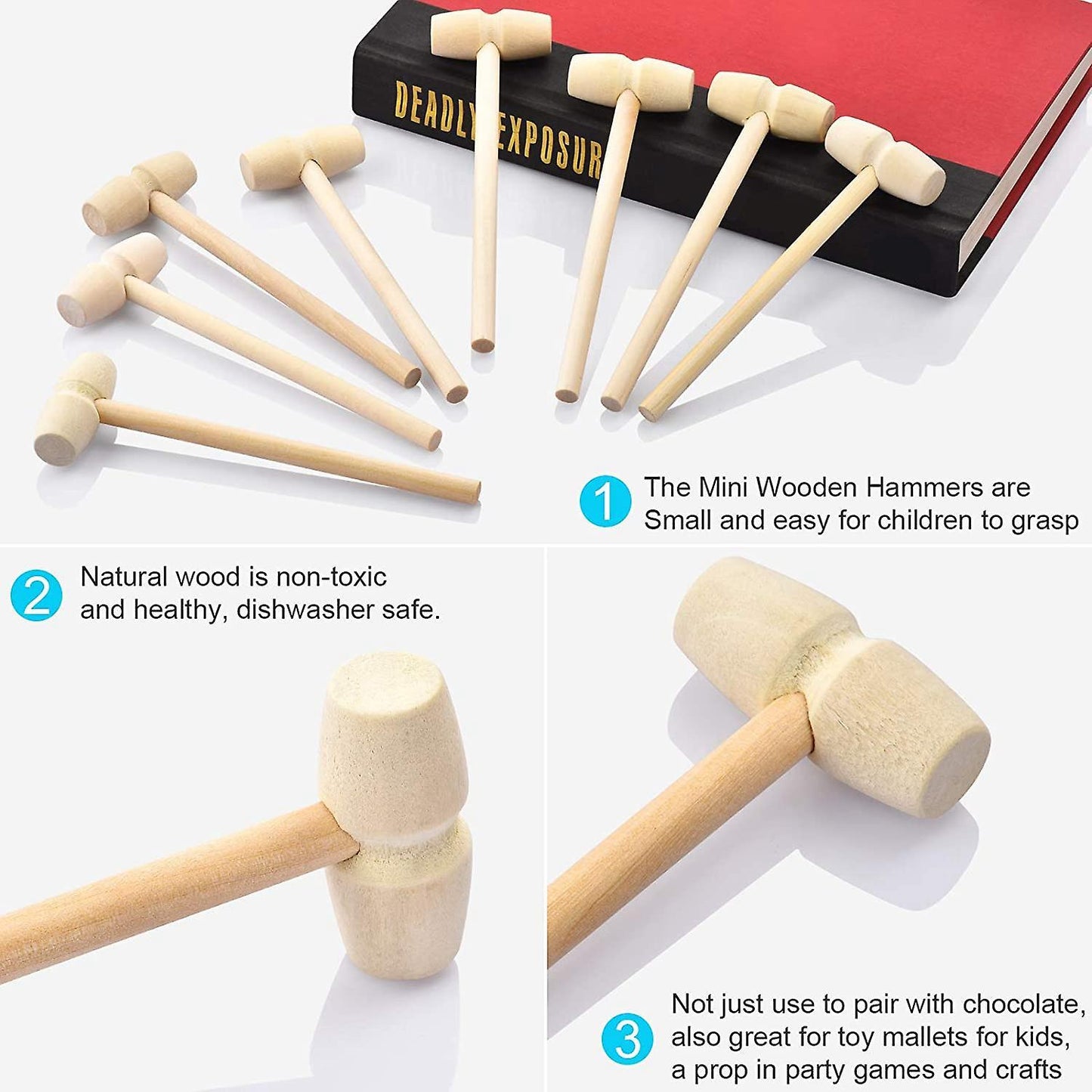 20pcs Wood Hammers, Wooden Hammer for Chocolate, Multi-purpose Solid
