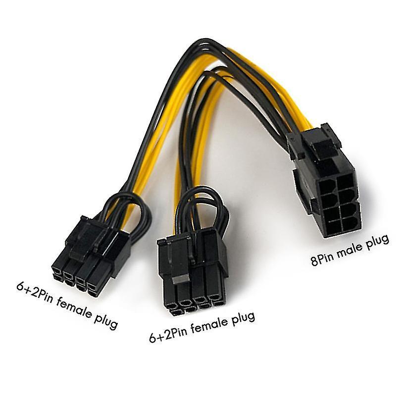 6 Pcs 8 Pin Power Cord for Mining Cpu Gpu 8pin to 2x8 Pin (6+2)