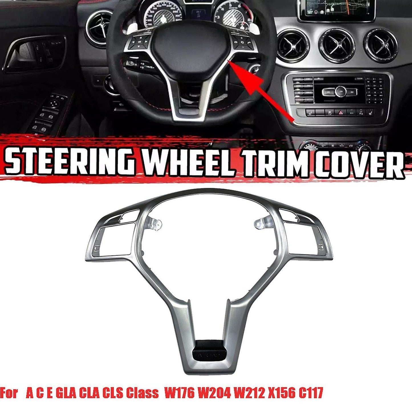 Car Steering Wheel Frame Trim Cover for Mercedes Benz A C E Gla Class