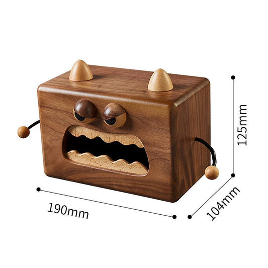 Cartoon Tissue Box Wood Little Monster Pumping Box Walnut Storage Box