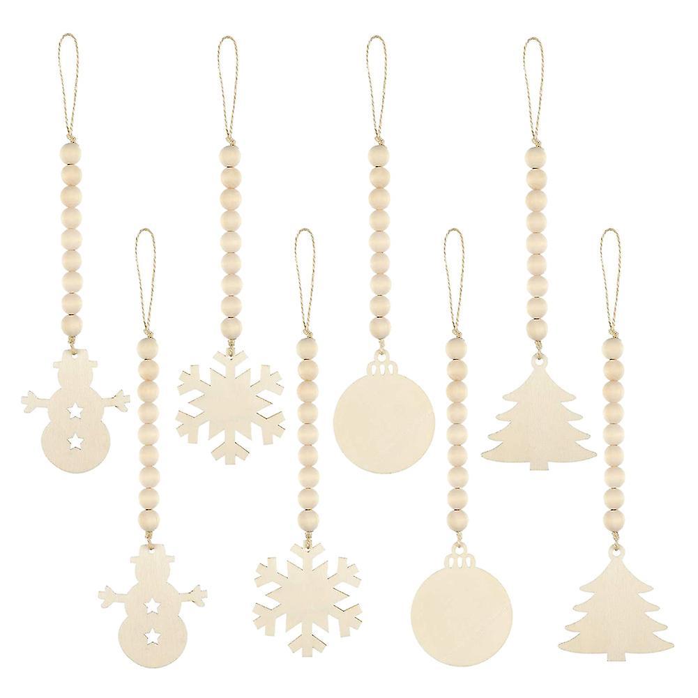 8 Pieces Christmas Tree Hanging Decor Wooden Bead for Party Decor