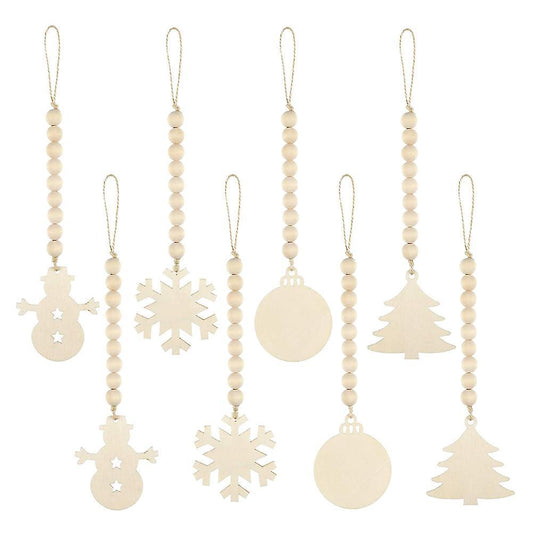8 Pieces Christmas Tree Hanging Decor Wooden Bead for Party Decor