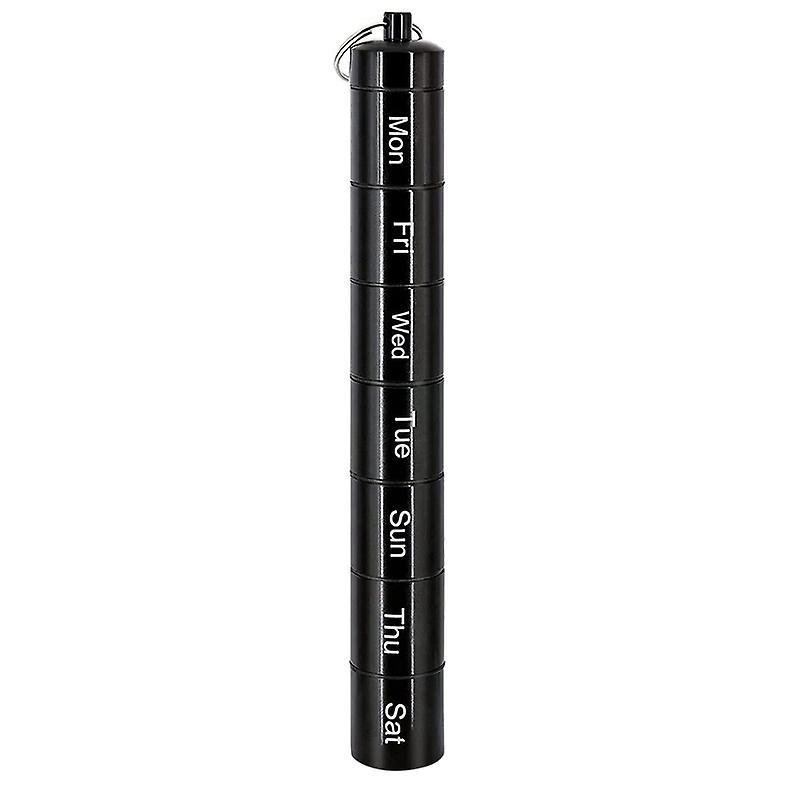 Black Metal Pill Box Organizer,7 Days Pill Organizer,waterproof Case