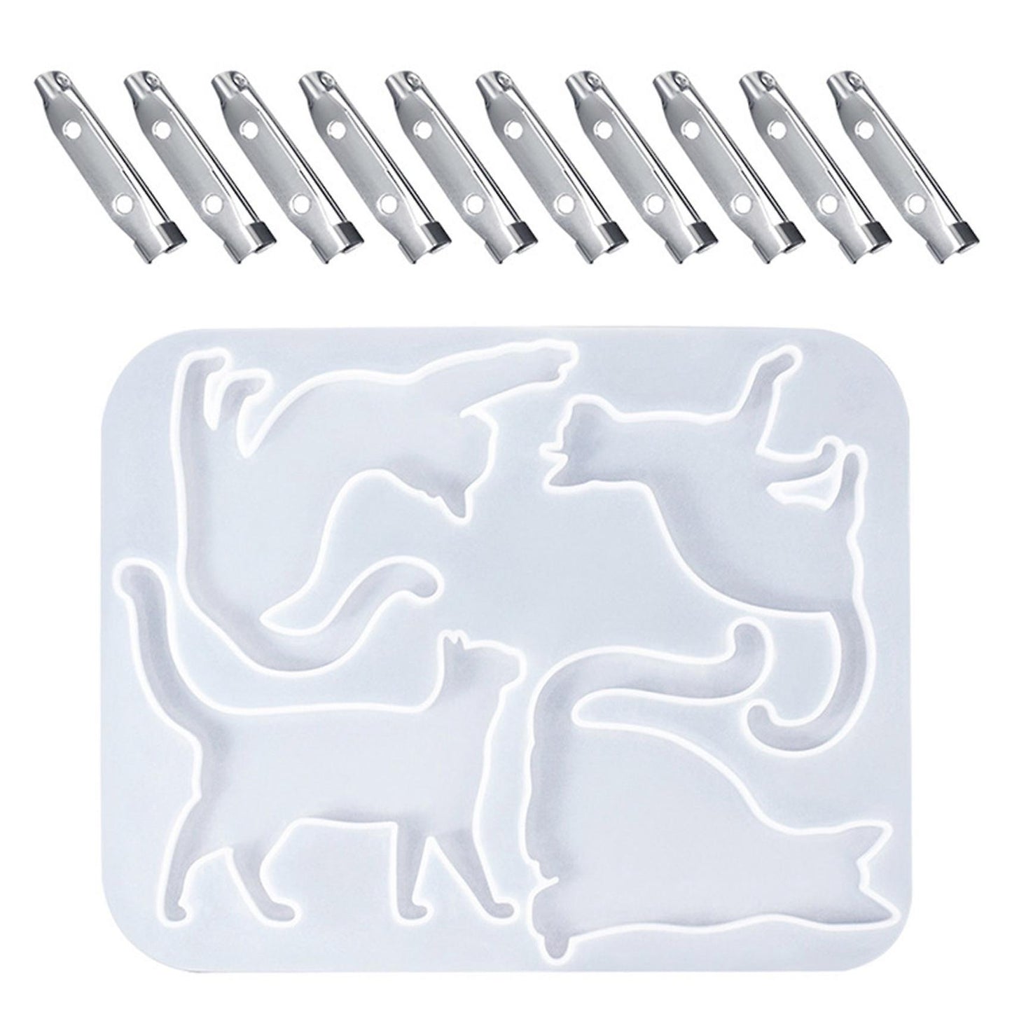 Diy Crystal Epoxy Kitten Brooch Lucky Cat Earring Jewelry Resin Mold