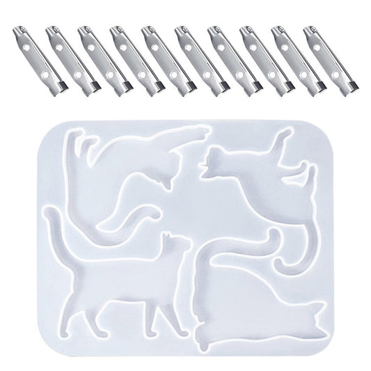 Diy Crystal Epoxy Kitten Brooch Lucky Cat Earring Jewelry Resin Mold