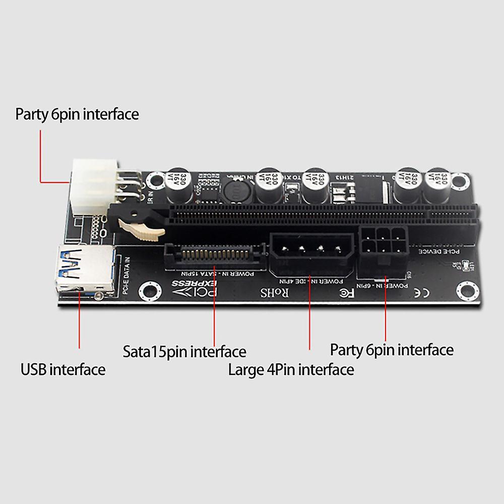 1pcs Pcie Extension Cable X1 to X16 6pin+usb3.0 Interface for Mining