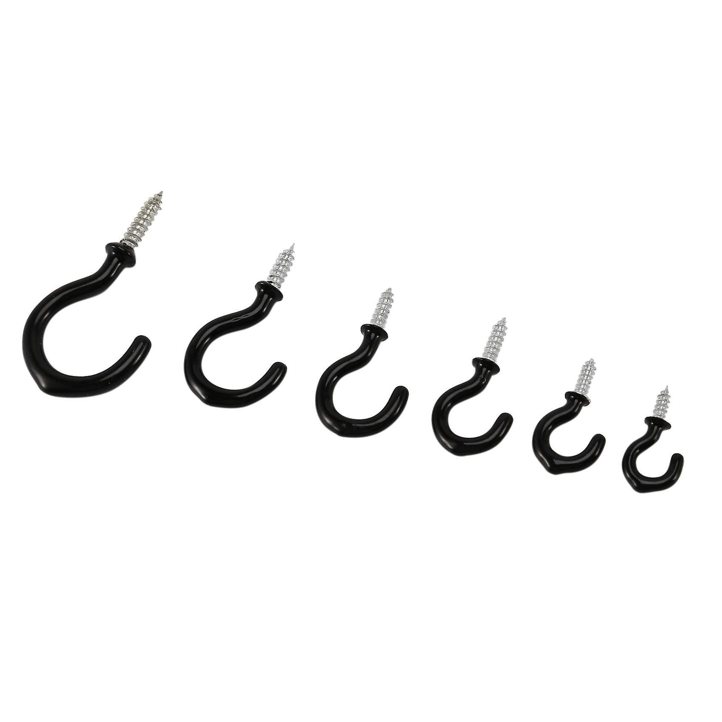 70 Pcs Black Cup Screw Hooks,6 Size for Hanging Plants, Mugs