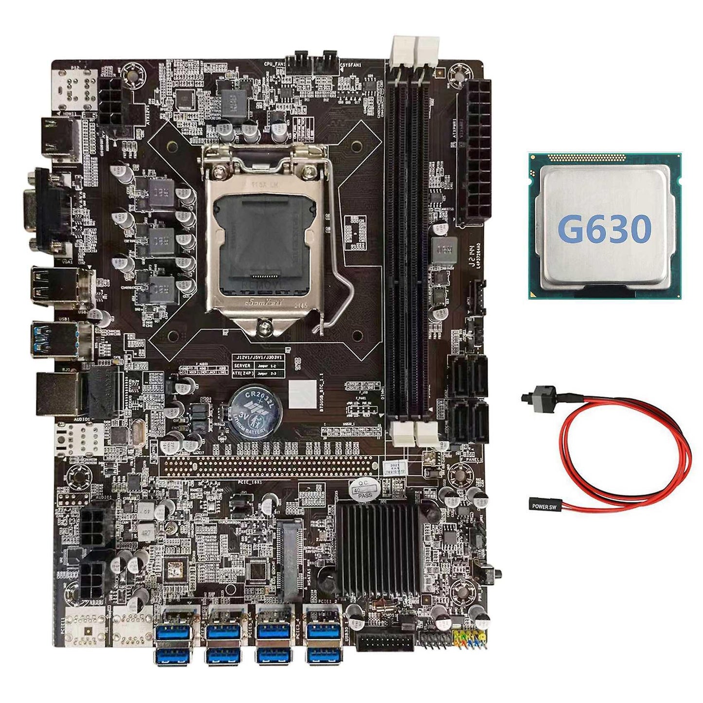 B75 Btc Motherboard+g630 Cpu+switch Cable for Btc Miner Motherboard