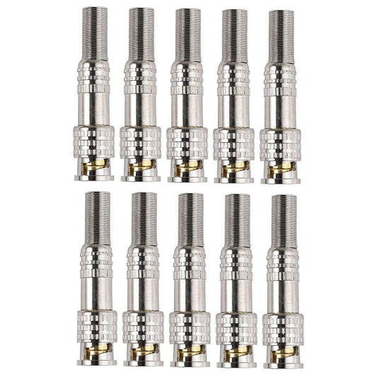 (10pcs) Rg59 Bnc Male Plug Solderless Coupler Connector Adapter Cctv