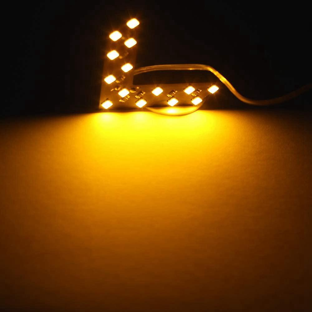 2pcs 14 Smd Led Rear View Mirror Indicator Turn Signal, Yellow Light