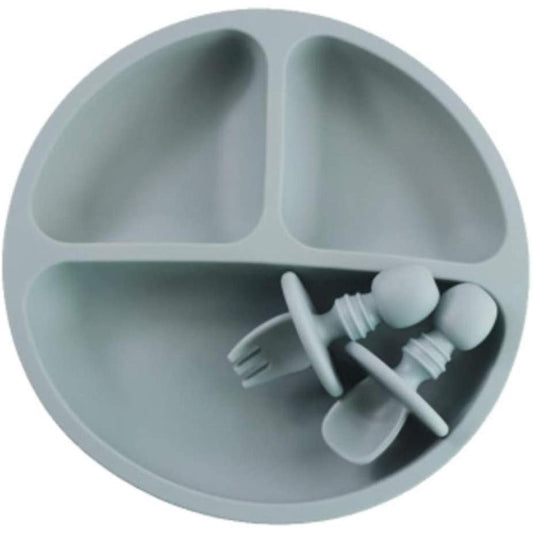 1 Set Of Silicone Plate, for Toddler and Kid with Fork and Spoon
