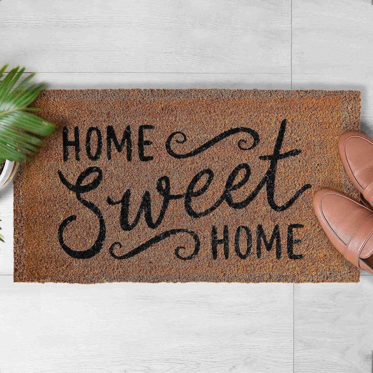 Coir Welcome Mats for Front Door Door Mat with Non-slip Backing D