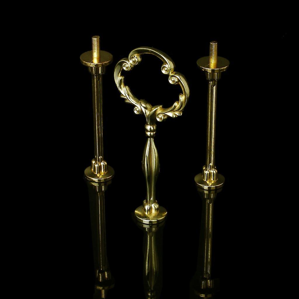 3 Tier Floral Cupcake Plate Cake Stand Fitting Handle (golden)
