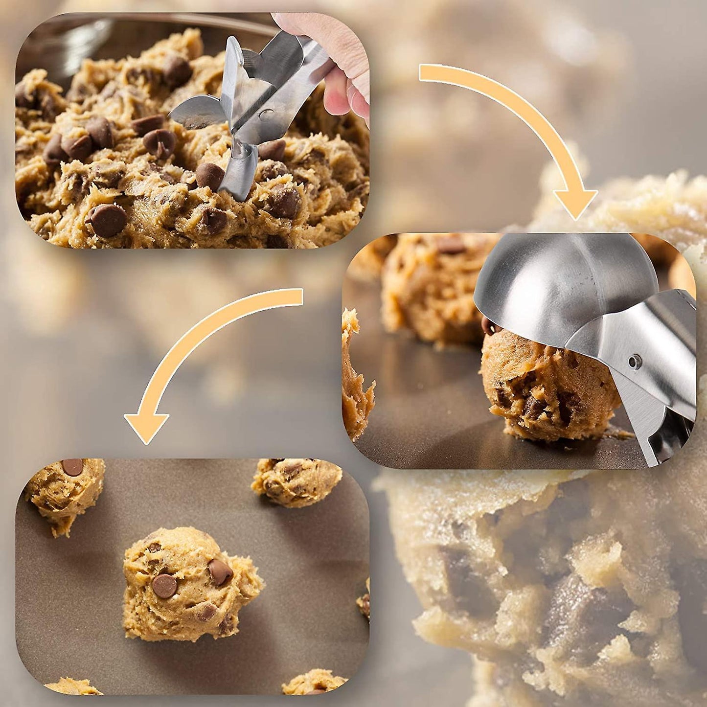 Stainless Steel Ice Cream Scoop, with Comfortable Antifreeze Handle