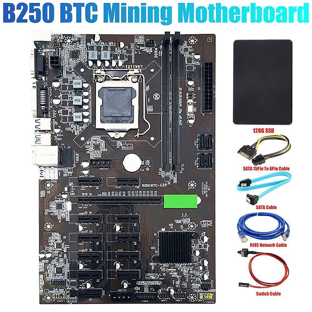 Btc-b250 Mining Motherboard Support 12 Gpu Lga1151 Ddr4 with Ssd 128g