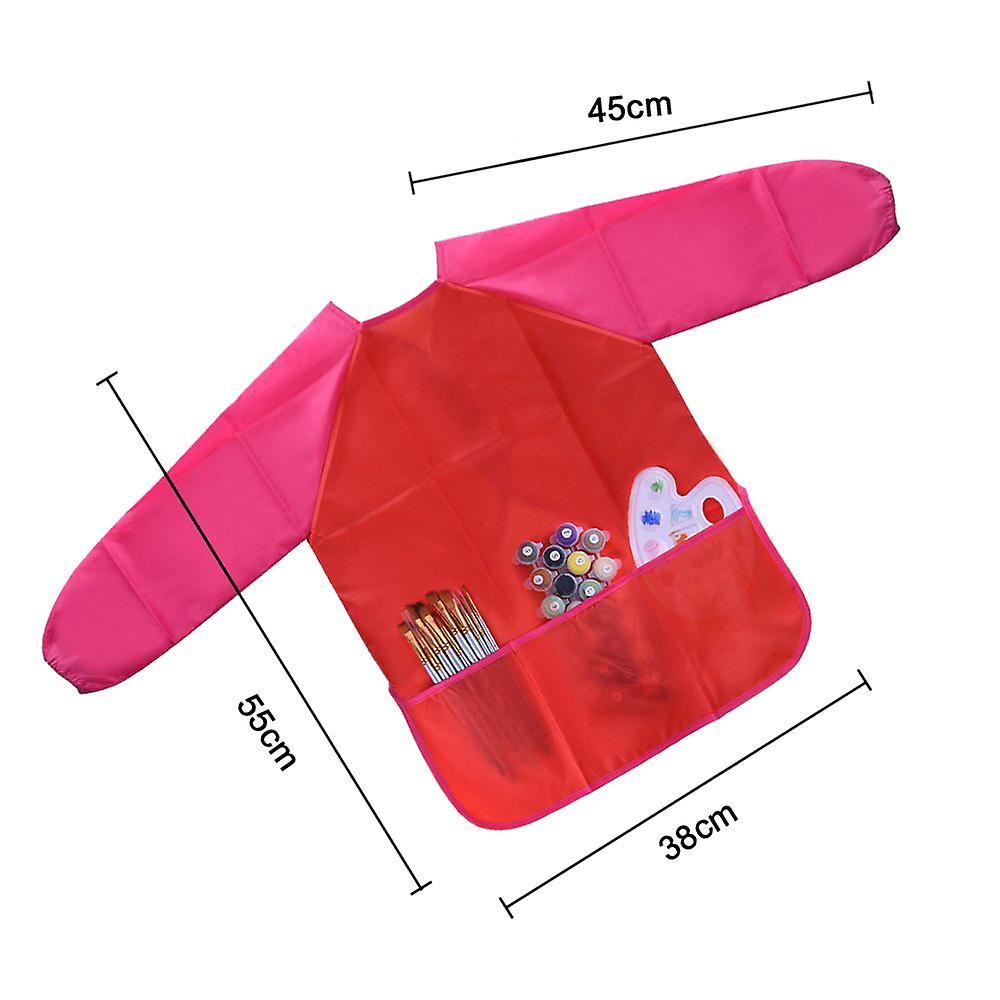 Waterproof Children's Drawing Blouse Children's Art Apron Red