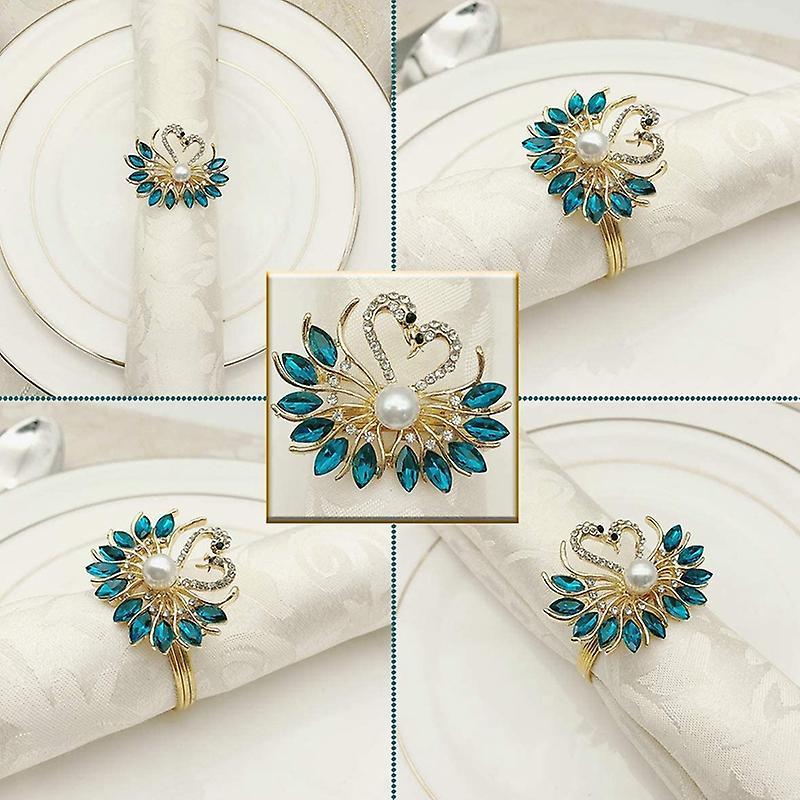 Valentine's Day Gift Blue Napkin Ring 6 Piece Set, Swan Napkin Ring