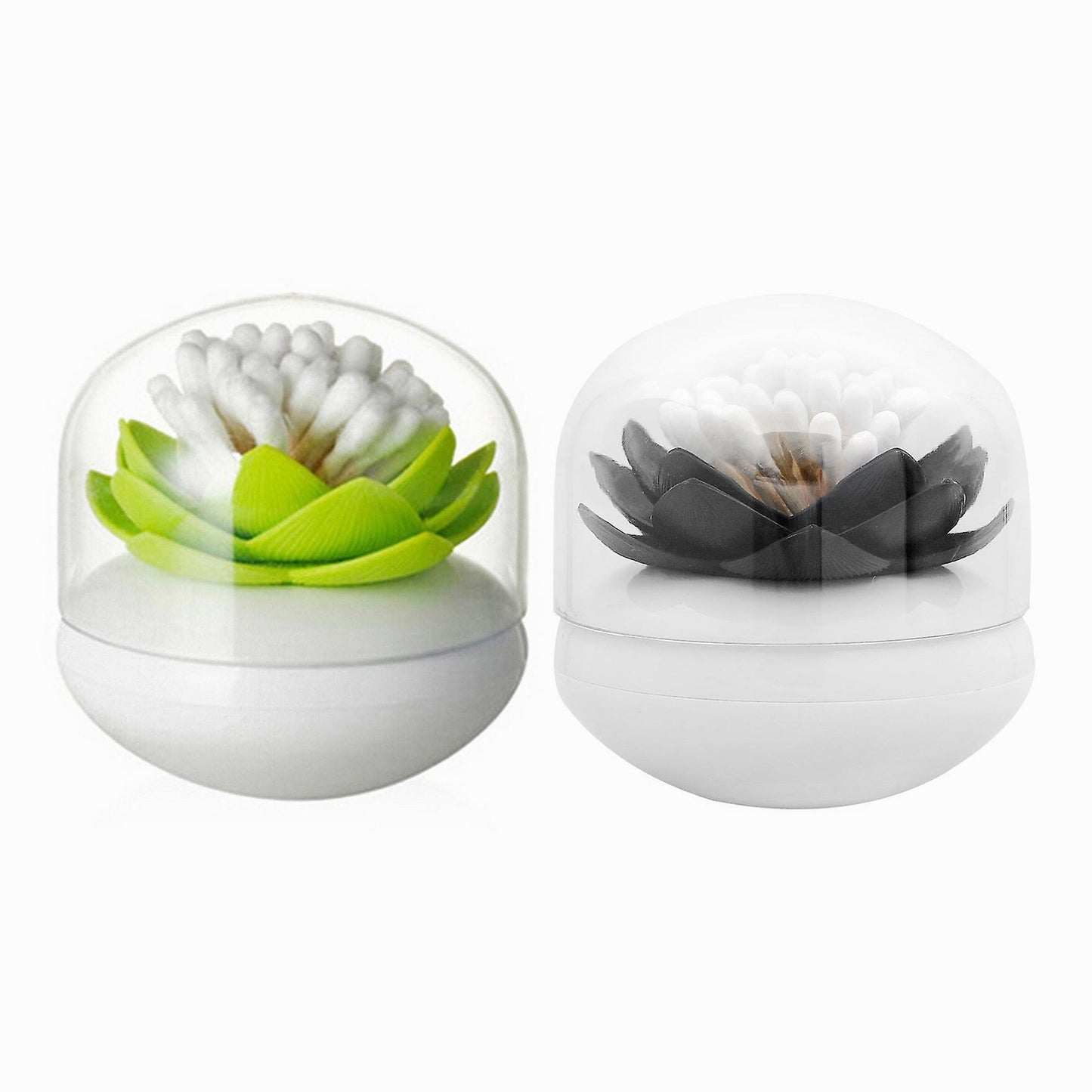 Lotus Flower Cotton Bud Holder Toothpick Case Home Decor (green)