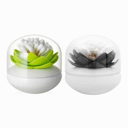 Lotus Flower Cotton Bud Holder Toothpick Case Home Decor (green)