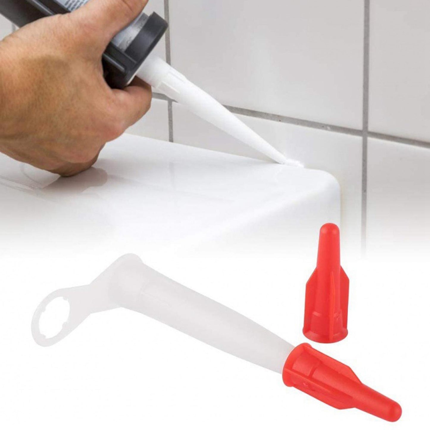 20pcs Spiral Bottle Glue Nozzle with Red Cap Cover Silicone Tube A