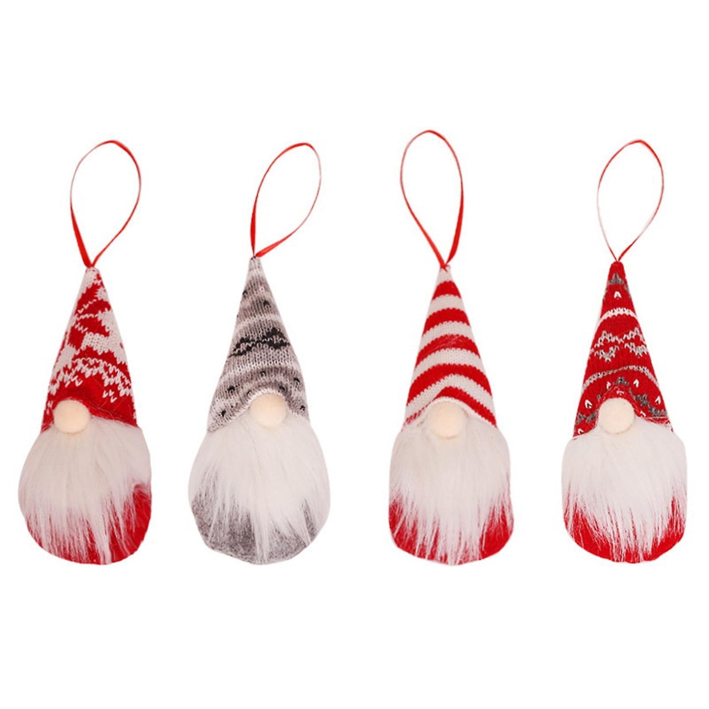 4 Pcs Christmas Knitted Faceless Doll Christmas Pendant Santa Doll