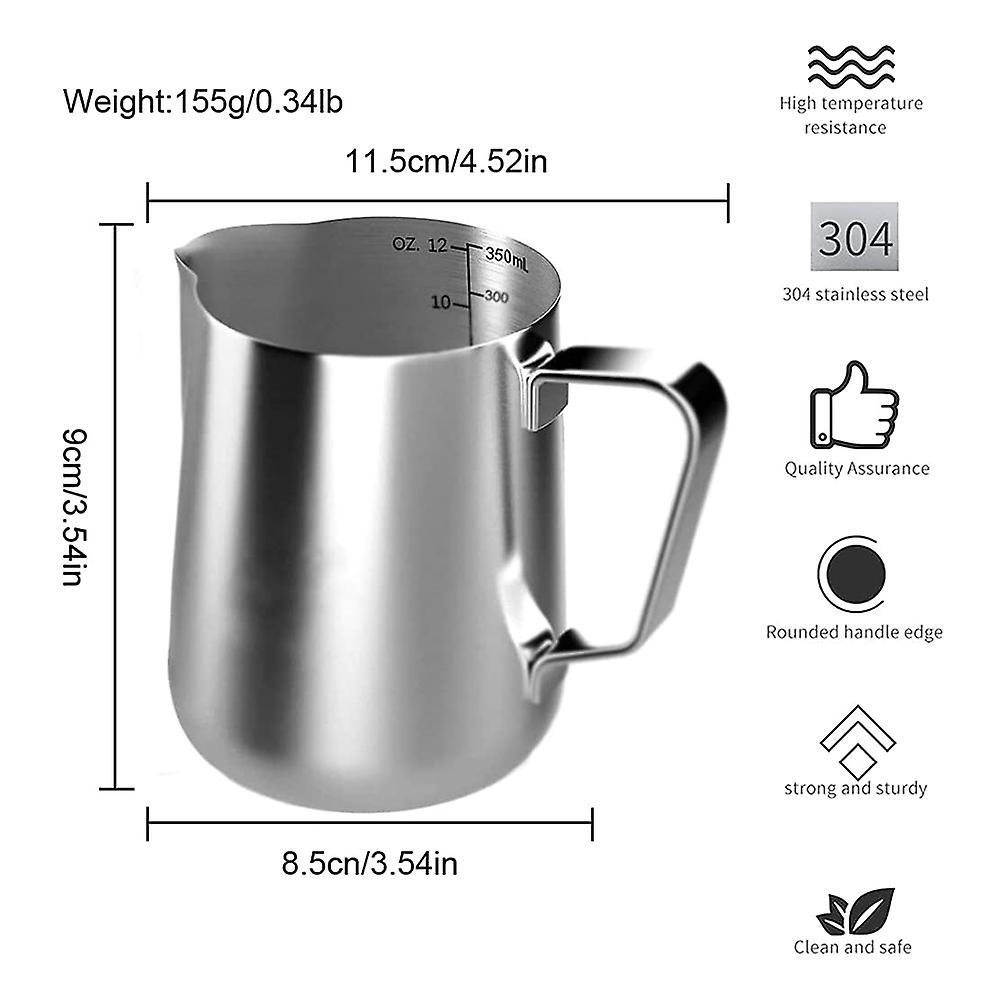 Milk Frothing Jug 350ml Stainless Steel Milk Jug for Coffee Machine
