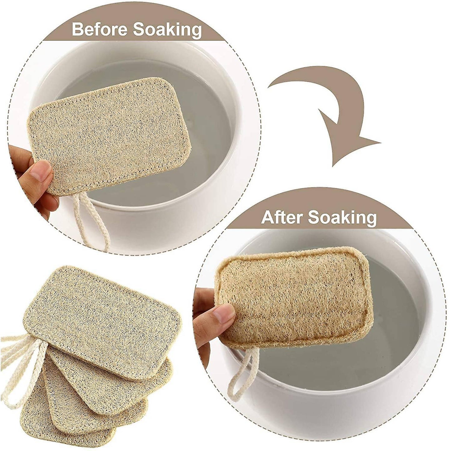4 Pcs Dishwashing Scrub Kitchen Loofah Sponge Scourer, No Bleaching