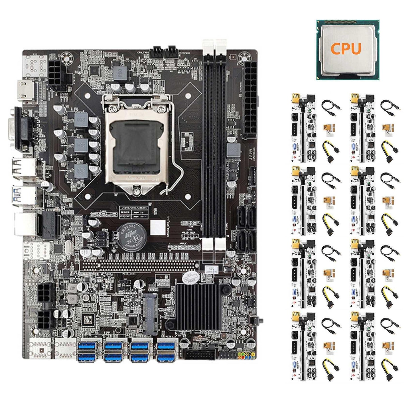 Btc B75 Mining Motherboard+cpu+8xver010 Riser Card