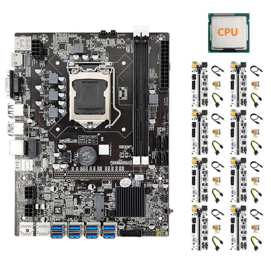 Btc B75 Mining Motherboard+cpu+8xver010 Riser Card