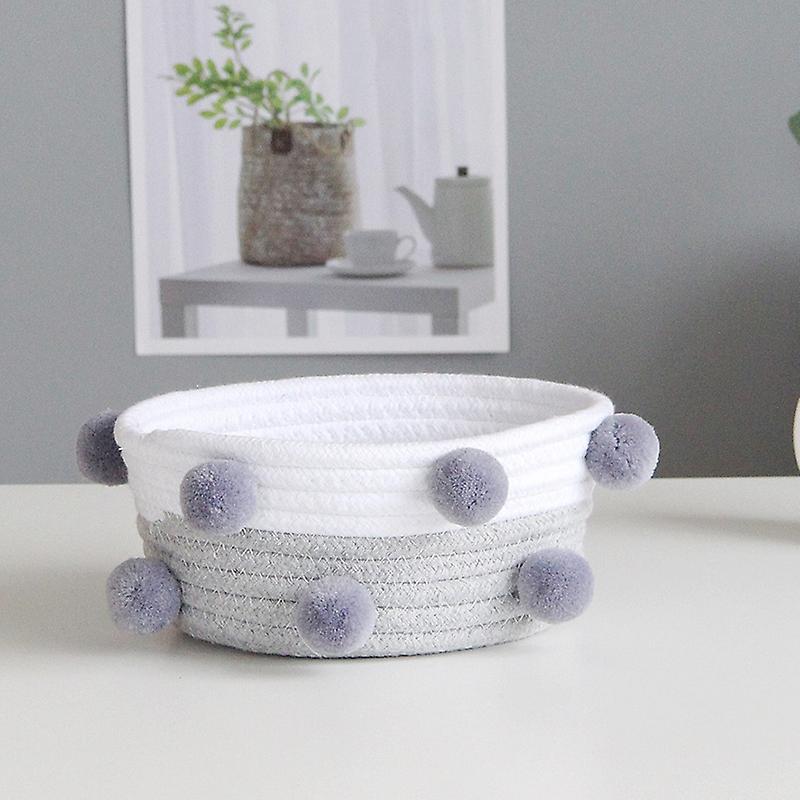 Sundries Storage Box Cotton Rope Woven Storage Baskets White and Grey