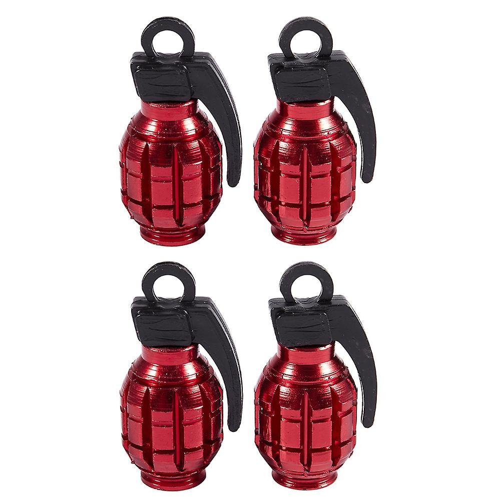 2pcs Grenade Alloy Valve Caps Dust Covers Bike Bicycle (red)