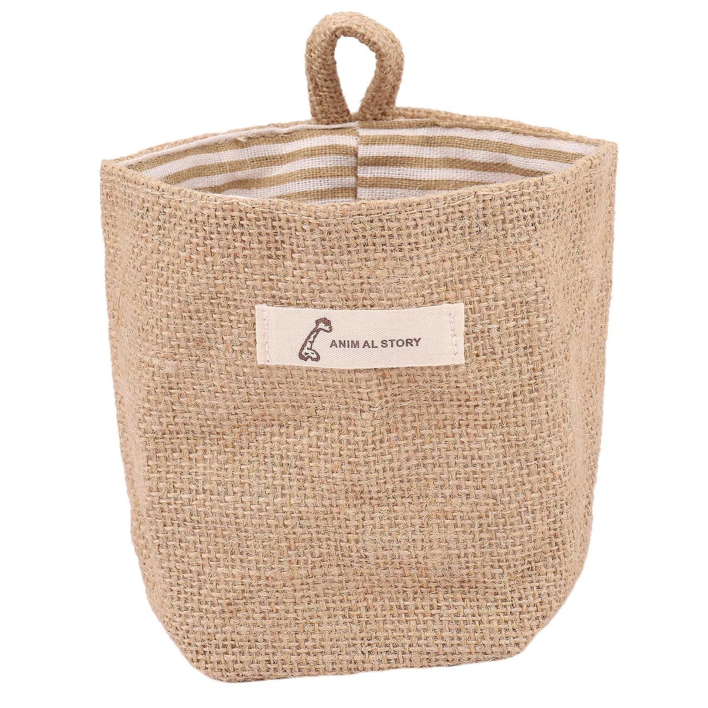 Cotton Linen Flower Pot Hanging Jute Storage Bagyellow Stripes