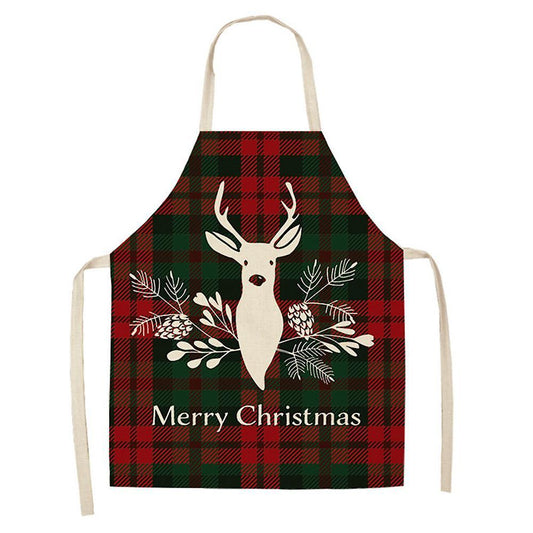 Linen Merry Christmas Apron for Home Kitchen Antifouling Apron A