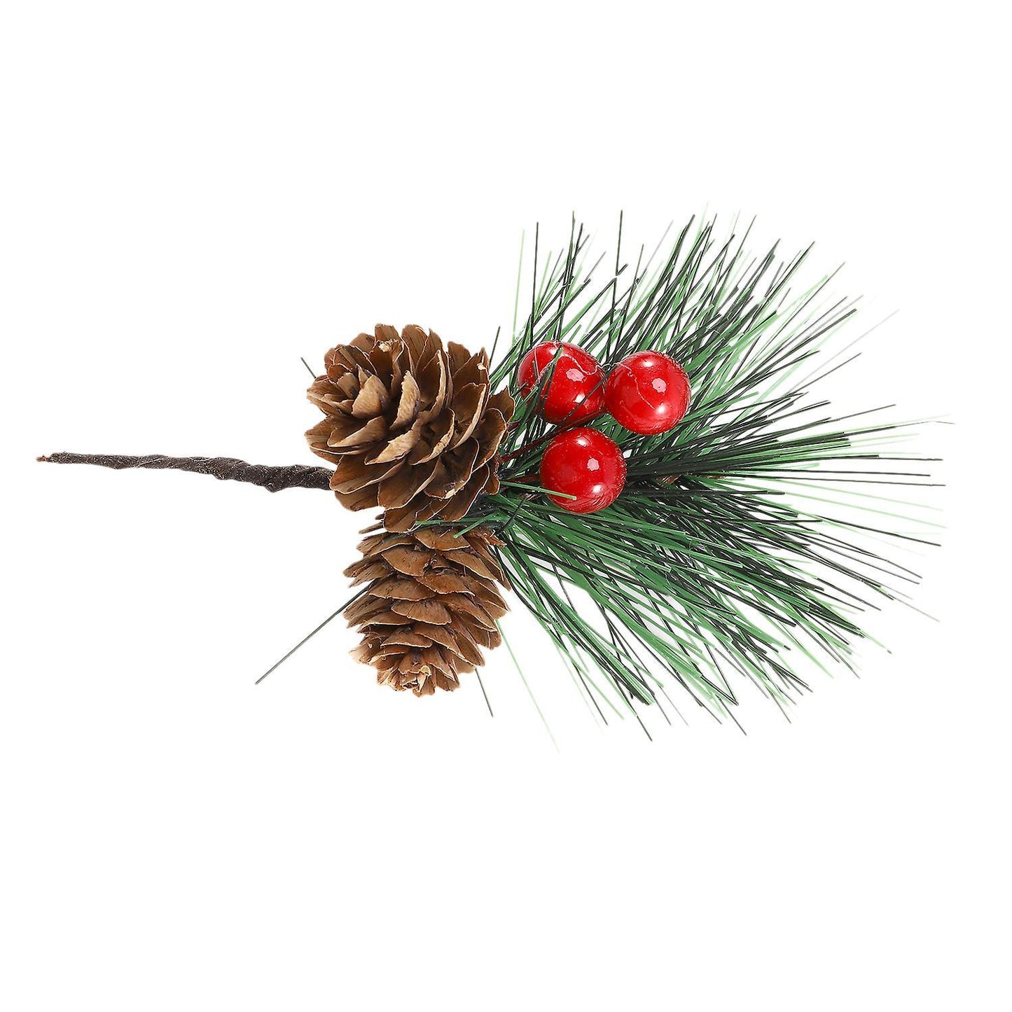 12 Pcs Artificial Pine Picks Mini Christmas Red Berries Decorations