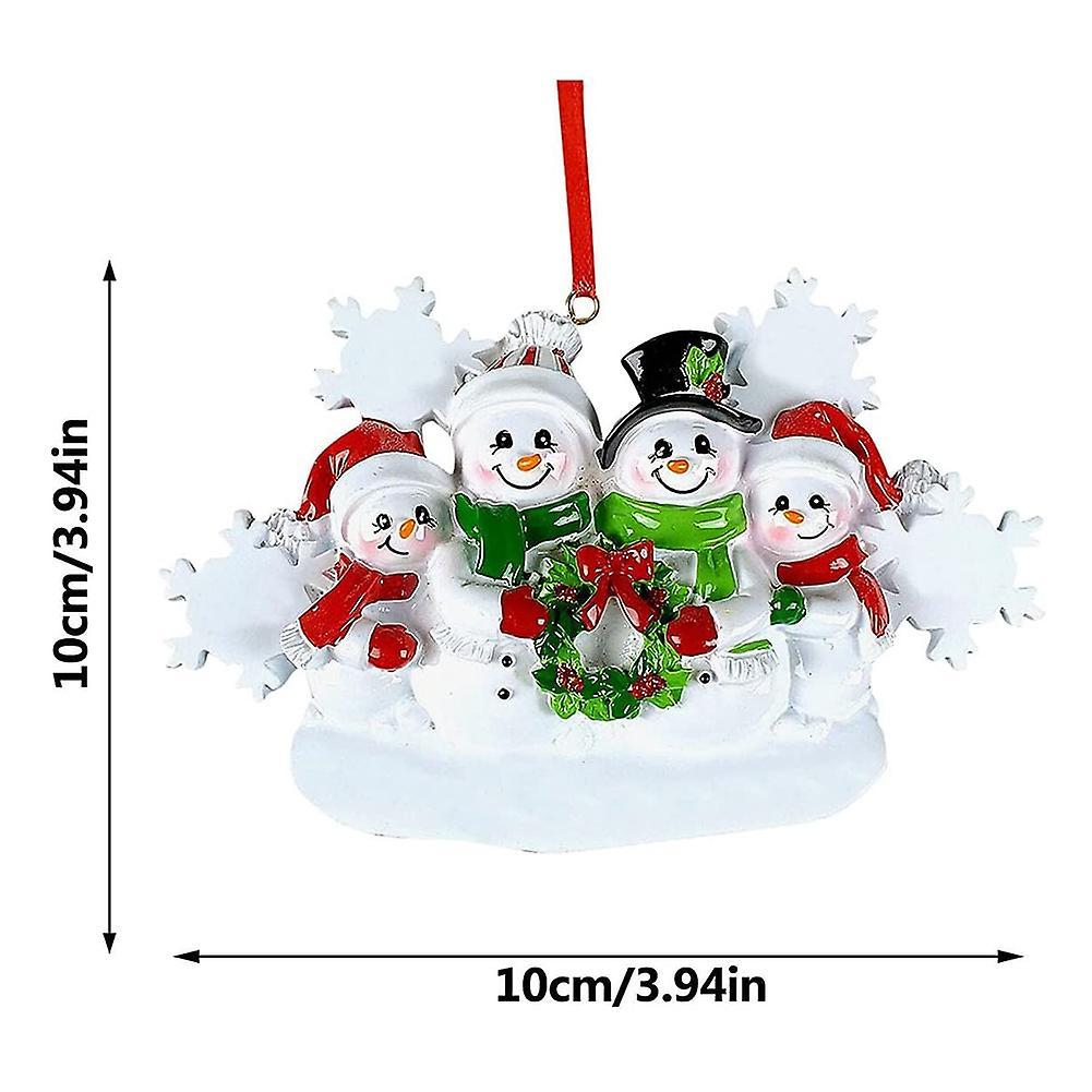 Personalized Snowman Family Of 4, Christmas Tree Ornament - Snowman