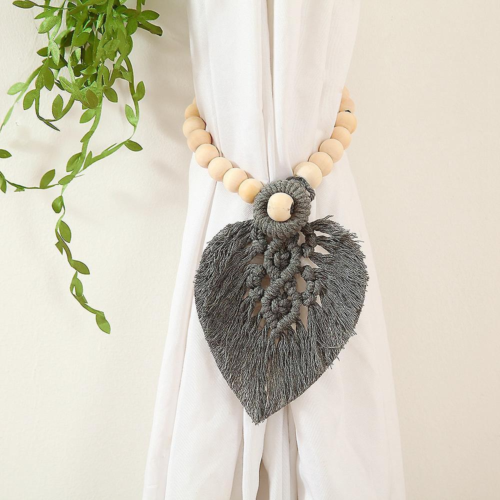 2pcs Wooden Beads Cotton Rope Woven Curtain Door Curtain Straps