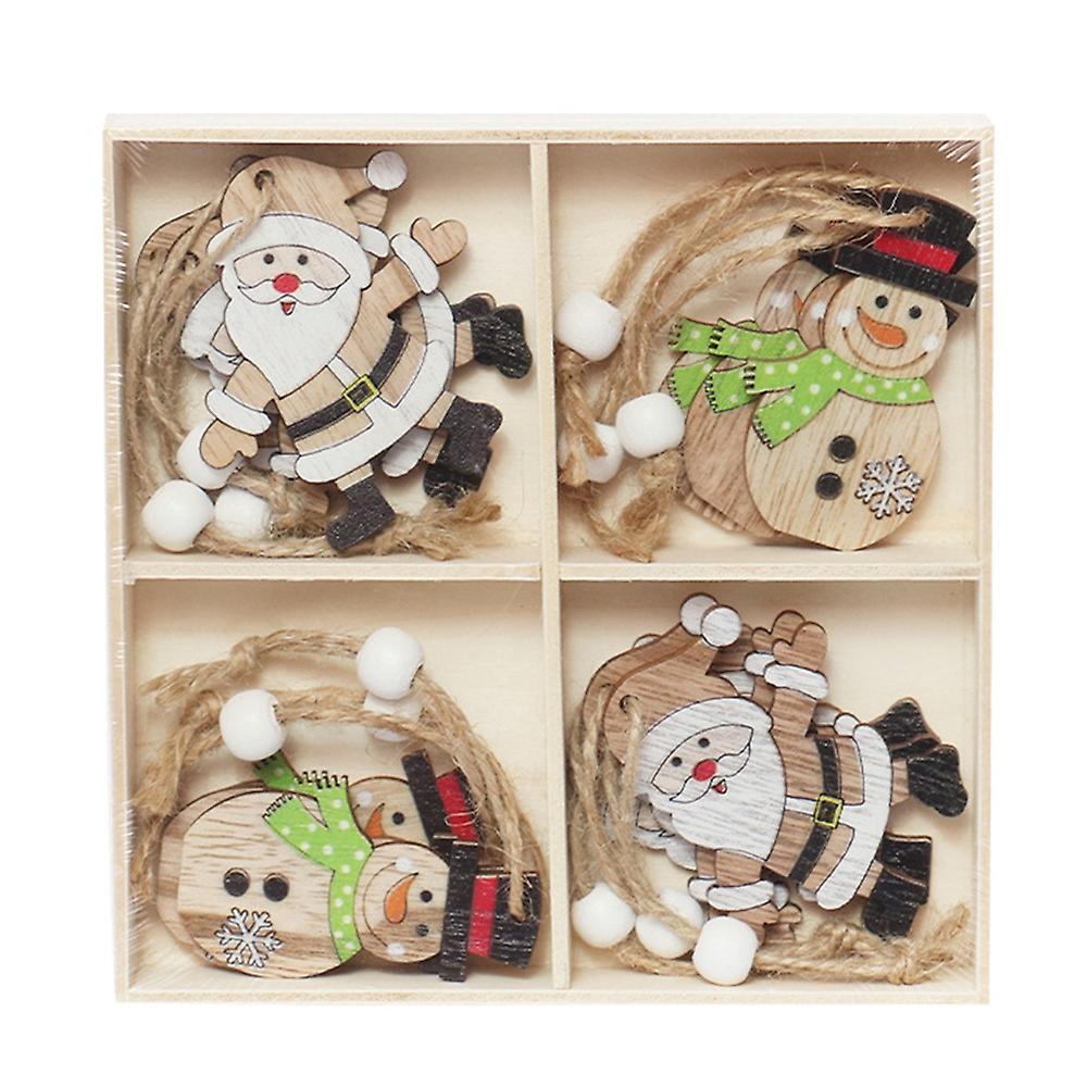 12pcs Wood Christmas Tree Pendant Hanging Ornament Home Decor, D