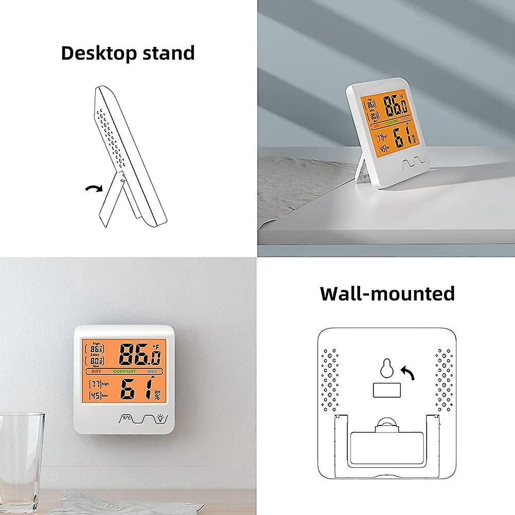 Indoor Thermometer with Backlight Screen, Room Humidity Indicator