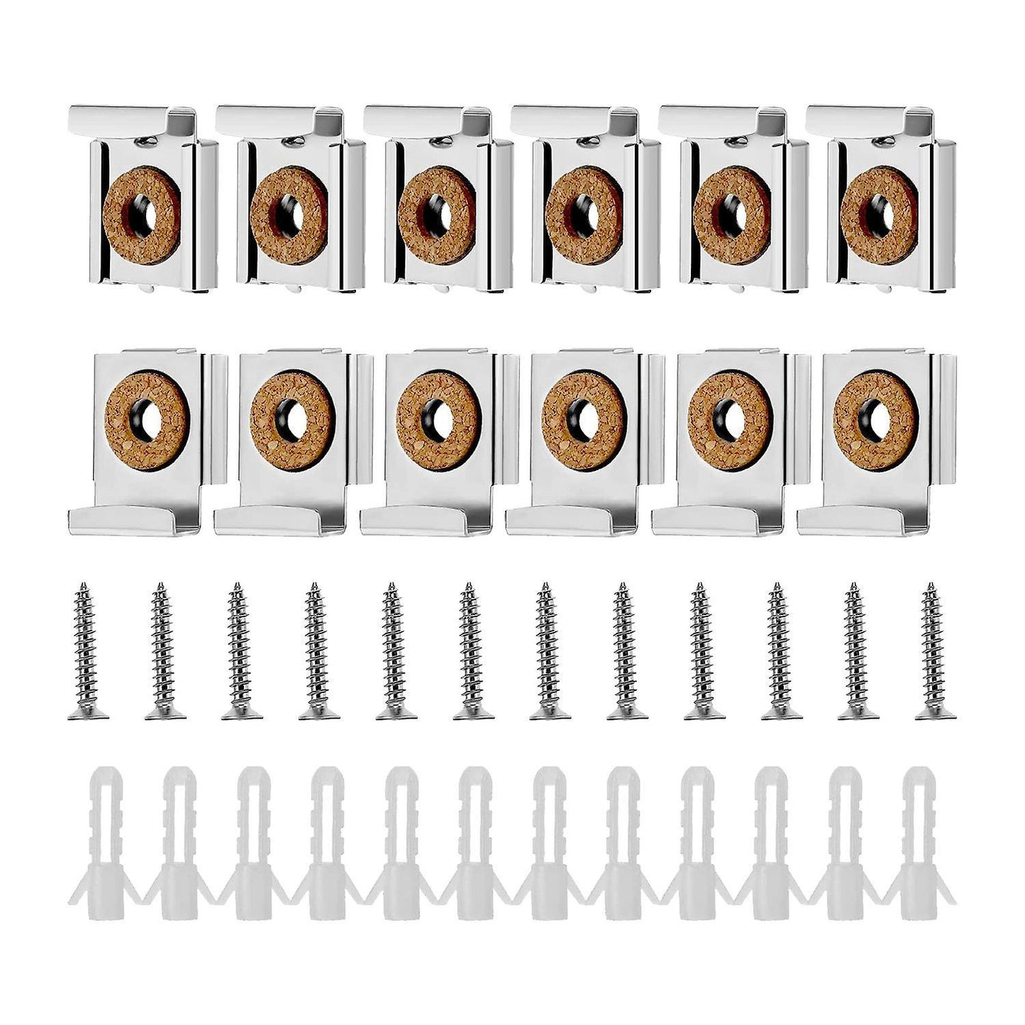 12 Pieces Spring Loaded Mirror Mounting Clips with Screws Tools