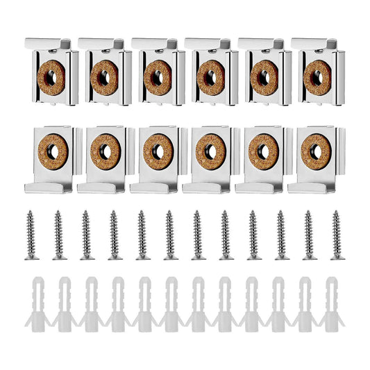 12 Pieces Spring Loaded Mirror Mounting Clips with Screws Tools