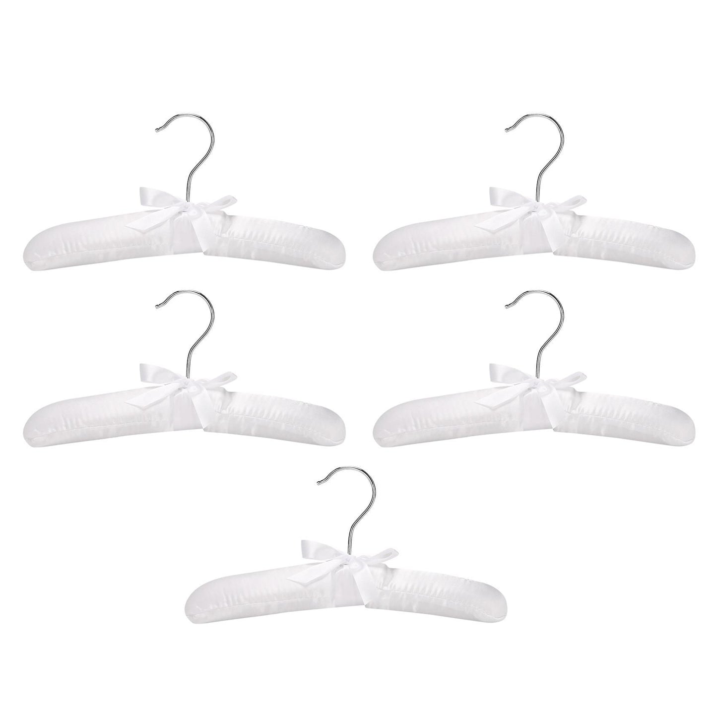 5pcs Luxury Satin-padded Children's Clothes Kids' Cloth Hook Hanger Wardrobe Organiser--white